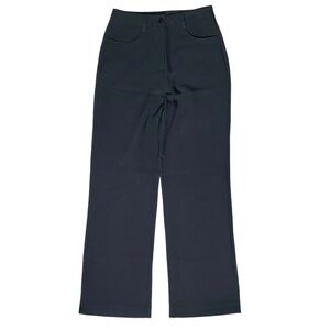 Lulus Black High Waist Trouser Casual Work Career Dress Pants Straight Wide